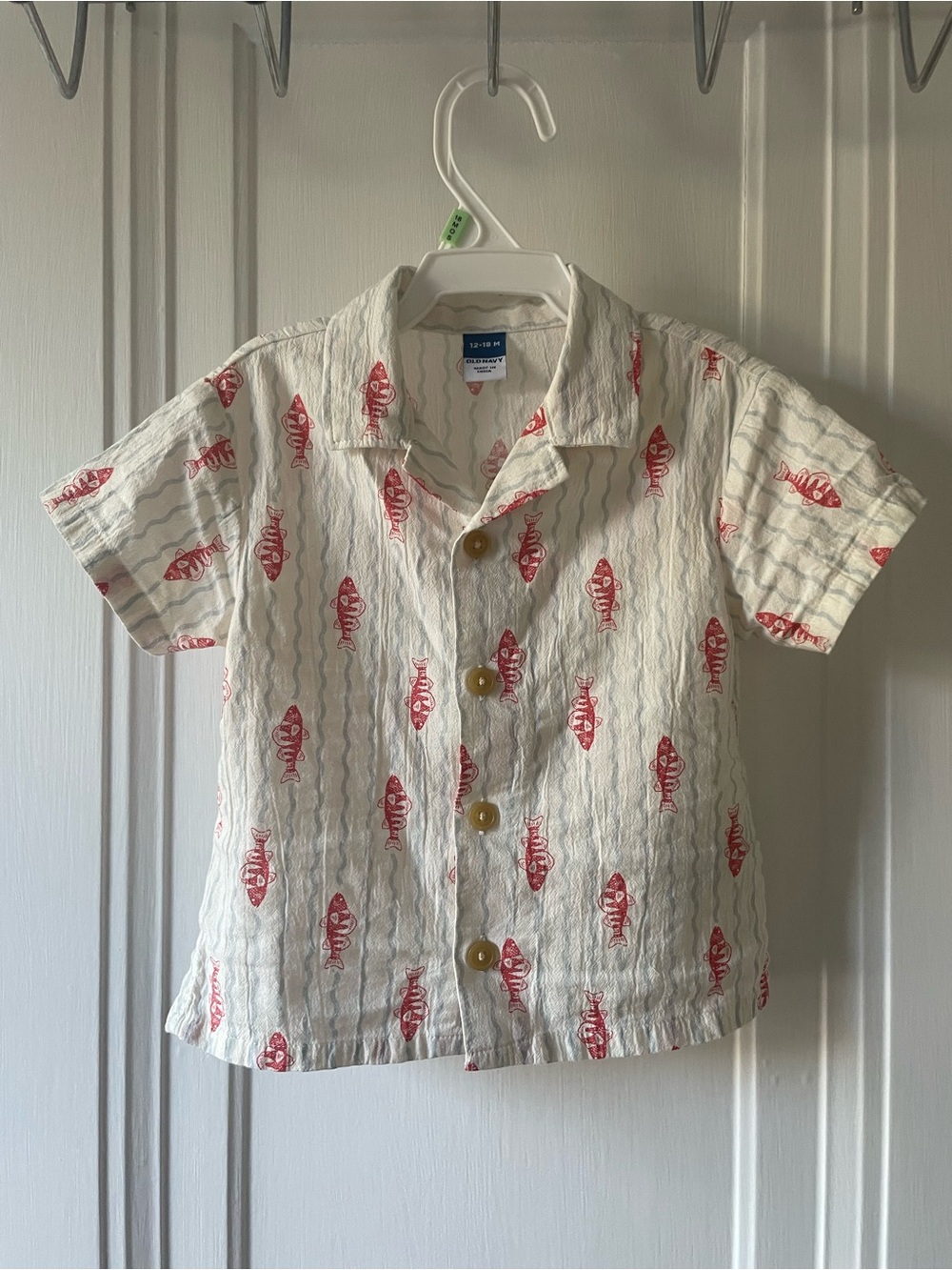 Toddler “Gone Fishin’” Short-Sleeve Button Down